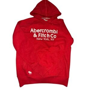Y2K Abercrombie & Fitch Red Logo Hoodie XXL Muscle Fit Men's